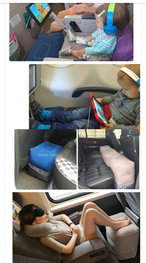 CCC Travel Inflatable เบาะนั่งเป่าลมพักเท้าพกพา ใช้บนเครื่องบิน รถไฟ