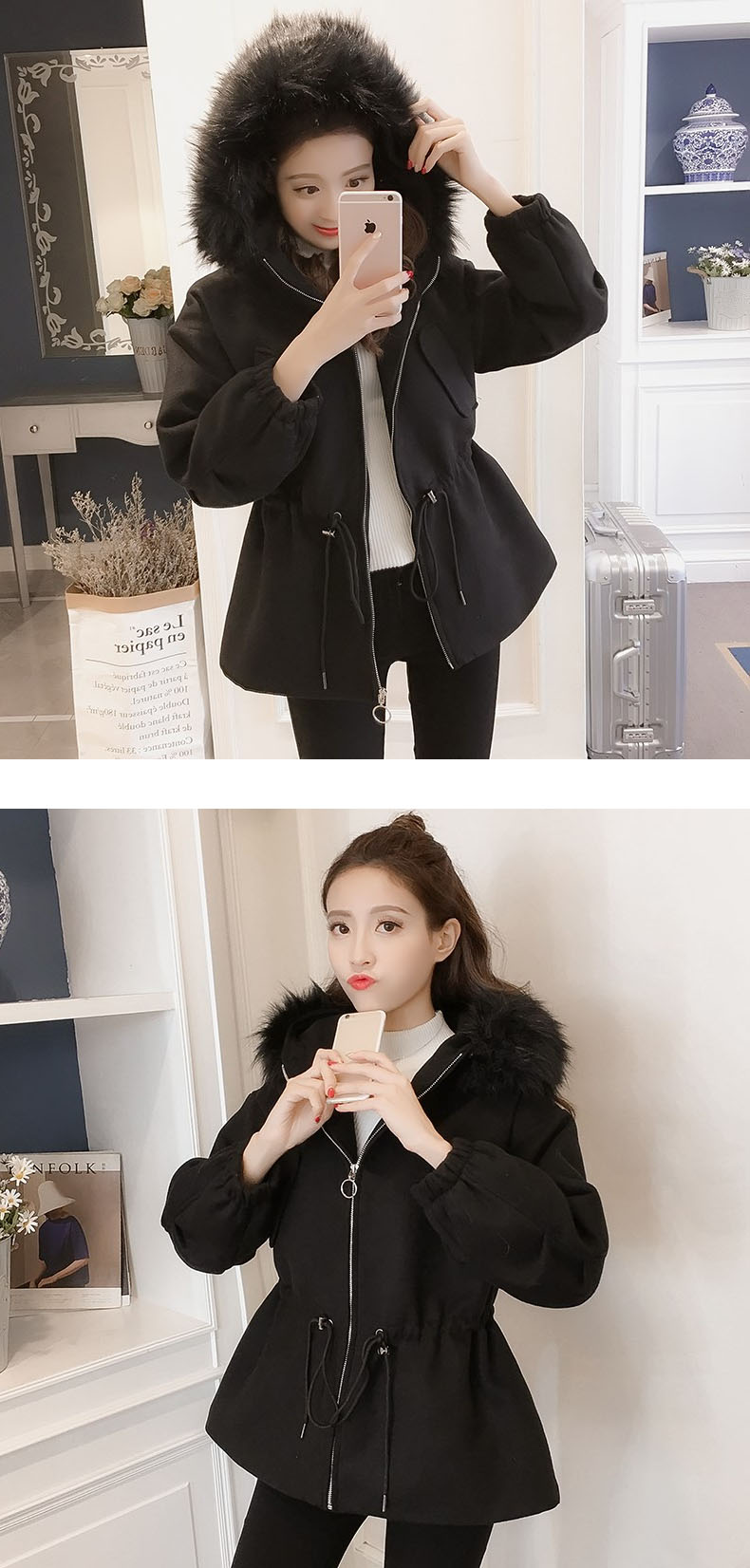 wool-2817 black เสื้อโค้ทวูลกันหนาว