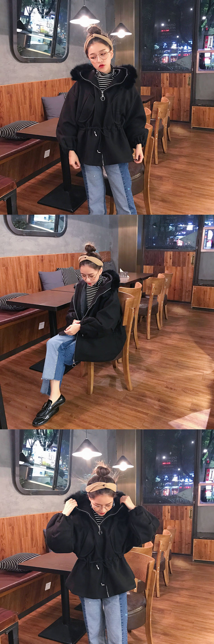 wool-2817 black เสื้อโค้ทวูลกันหนาว