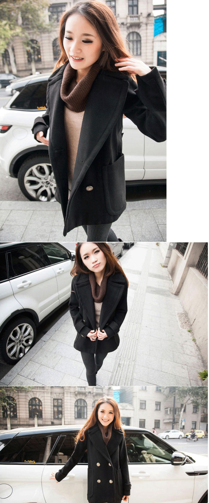 Wool coat 11478 Black เสื้อโค้ทวูลกันหนาว