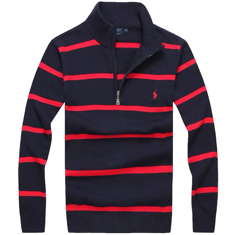 MS - POLO 348 BLUE เสื้อไหมพรมผู้ชายกันหนาว