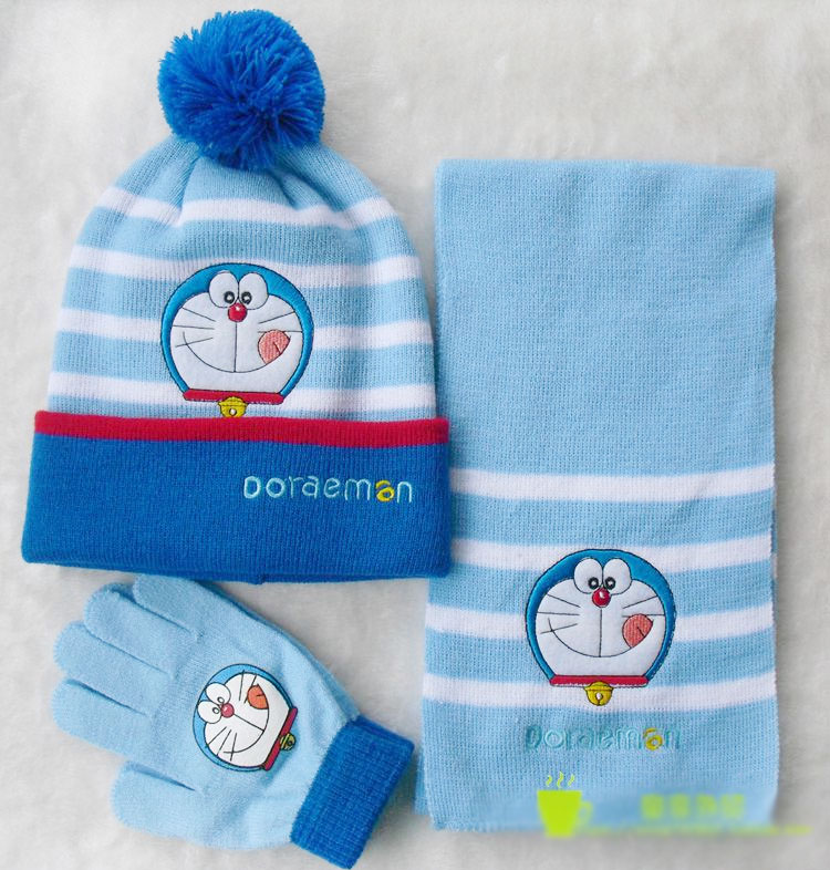 Winter Kids set Doremon ชุดเซตหมวกผ้าพันคอถุงมือ