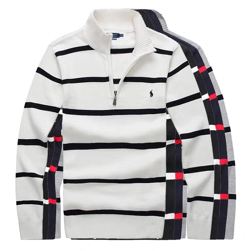 MS - POLO 348 BLUE เสื้อไหมพรมผู้ชายกันหนาว