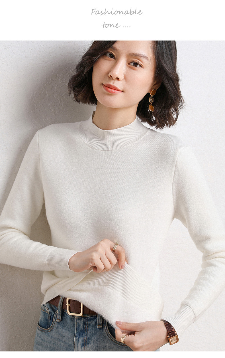 sw8001  เสื้อไหมพรมคอปีนบุขนผู้หญิง บุขนกำมะหยี่กันหนาว
