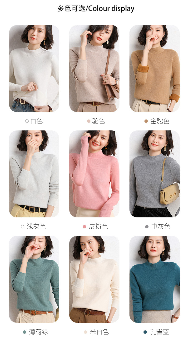 sw8001  เสื้อไหมพรมคอปีนบุขนผู้หญิง บุขนกำมะหยี่กันหนาว