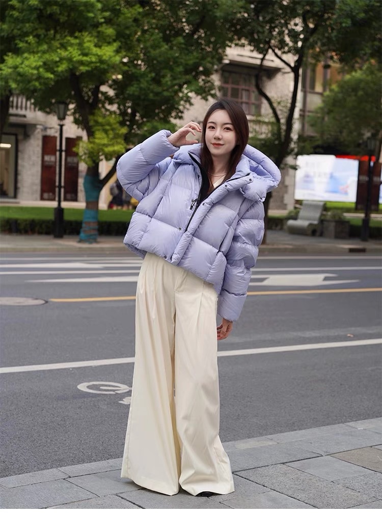 4282 เสื้อกันหนาว ตัวสั้นขนเป็ด เสื้อครอปโค้ทขนเป็ด